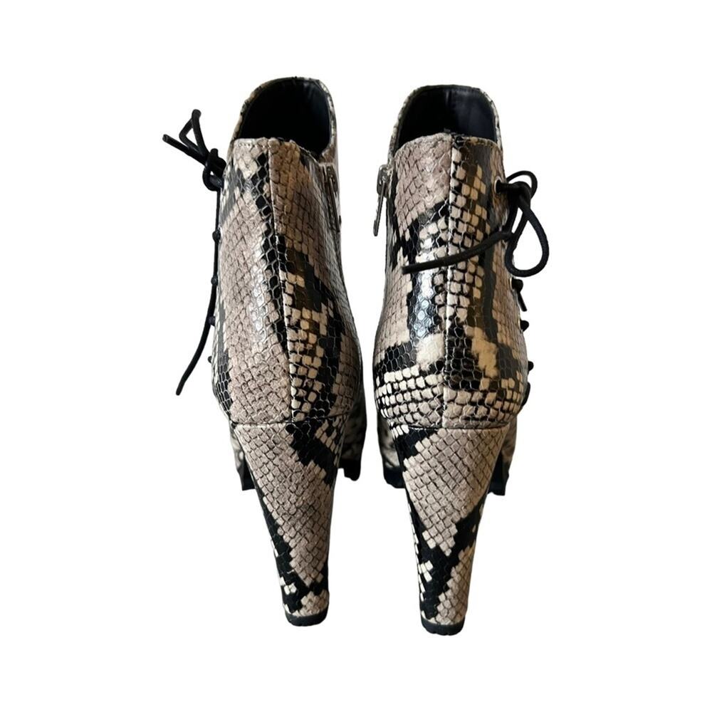 AllSaints Michela Leather Snake Print Peep Toe Heeled Shoes Booties Size 40 EU - Picture 5 of 16